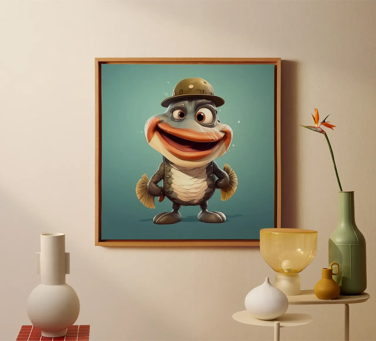 Retro Cod canvas by Funny Animals