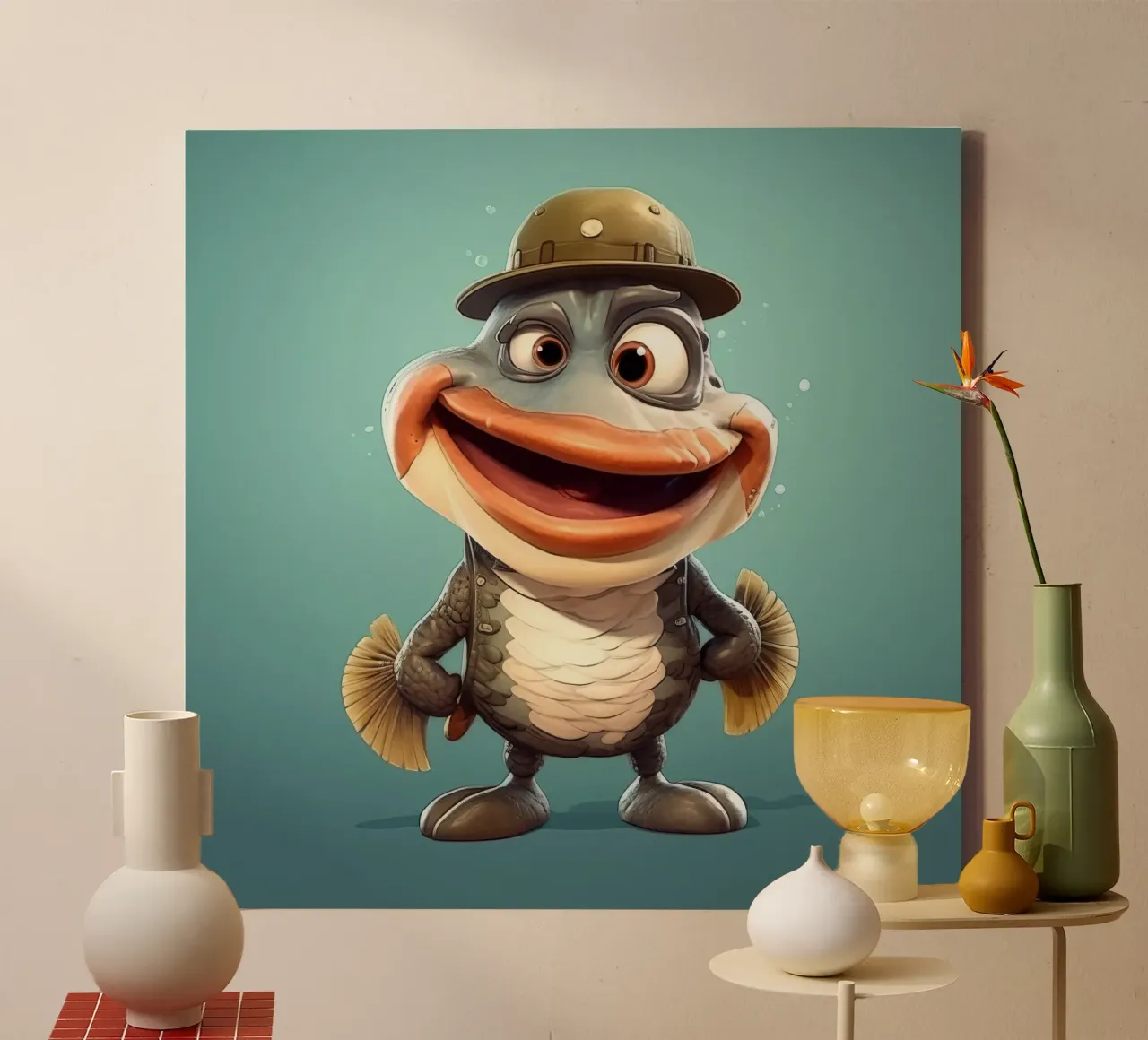 Retro Cod canvas by Funny Animals