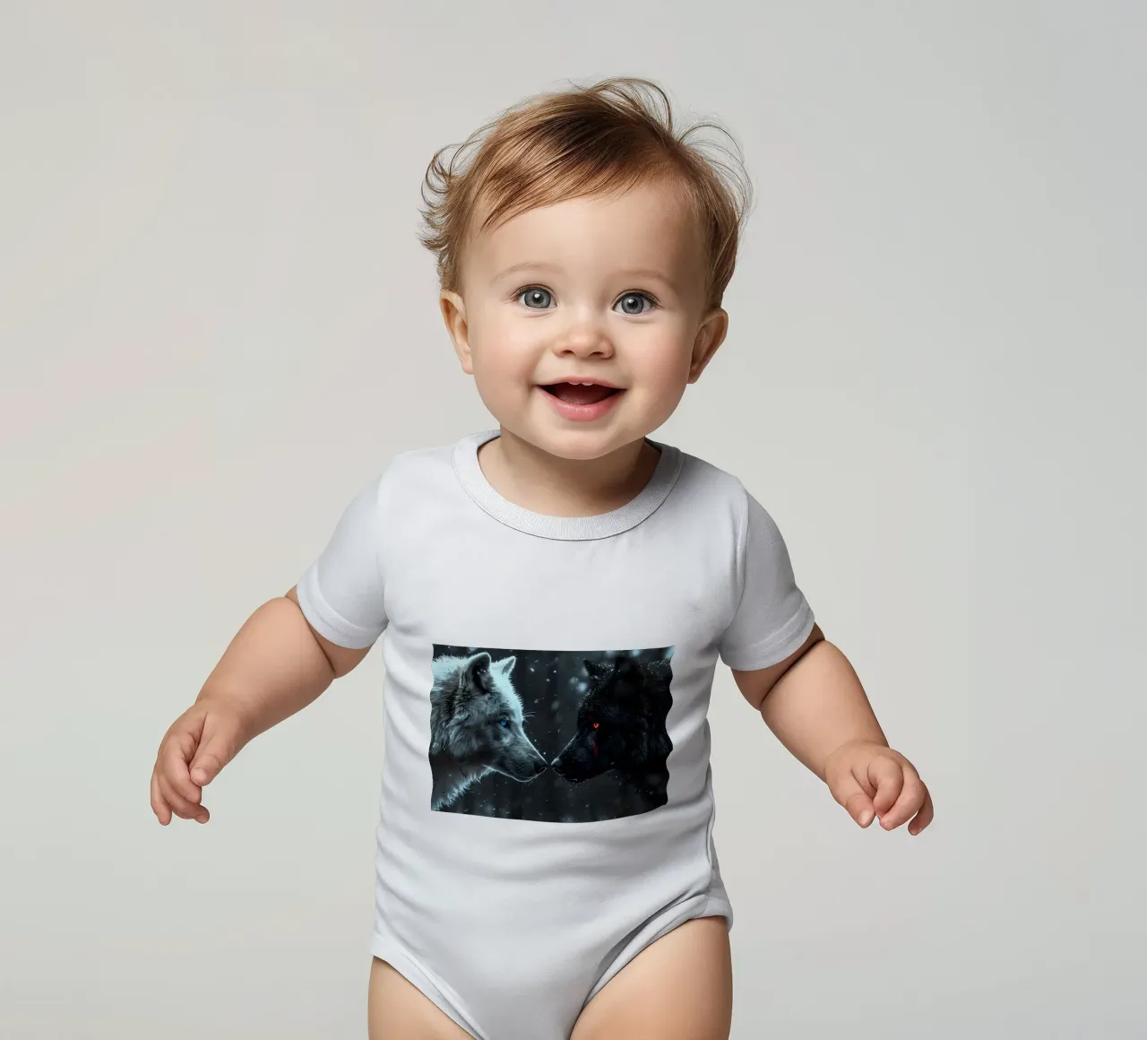Animale lupo body neonato maniche corte da Pierre Walton