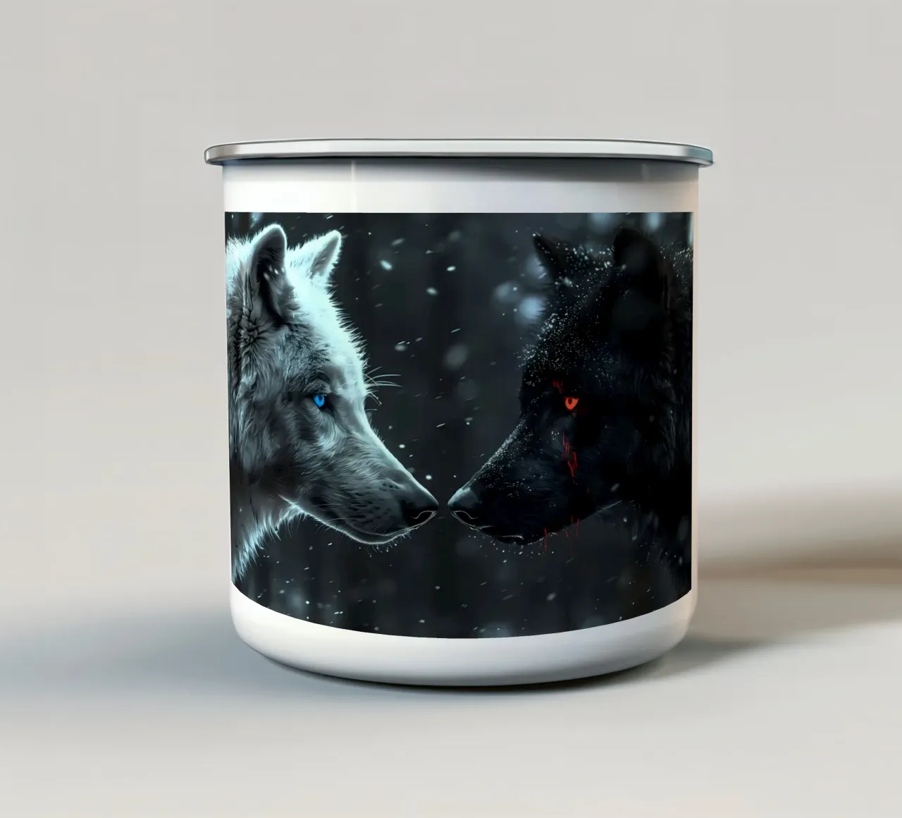 Animale lupo tazza in smalto da Pierre Walton