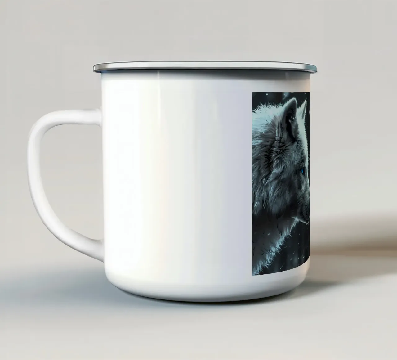 Animale lupo tazza in smalto da Pierre Walton