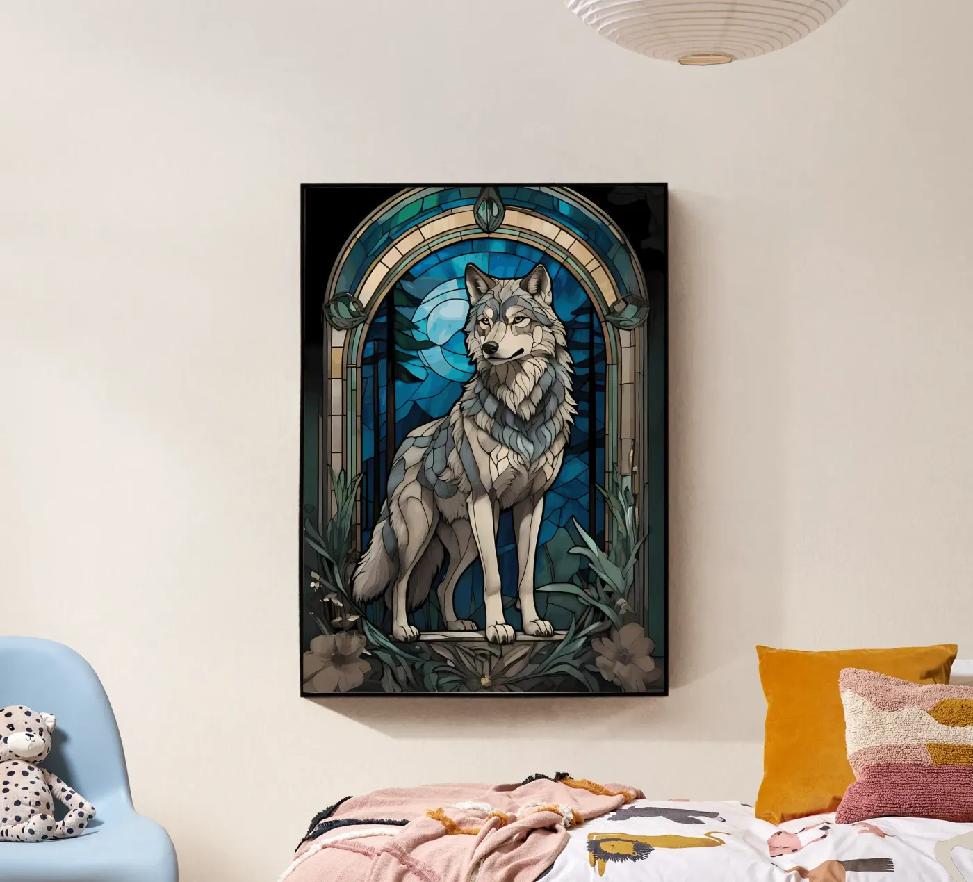 Wolf Dier acryl van Pierre Walton
