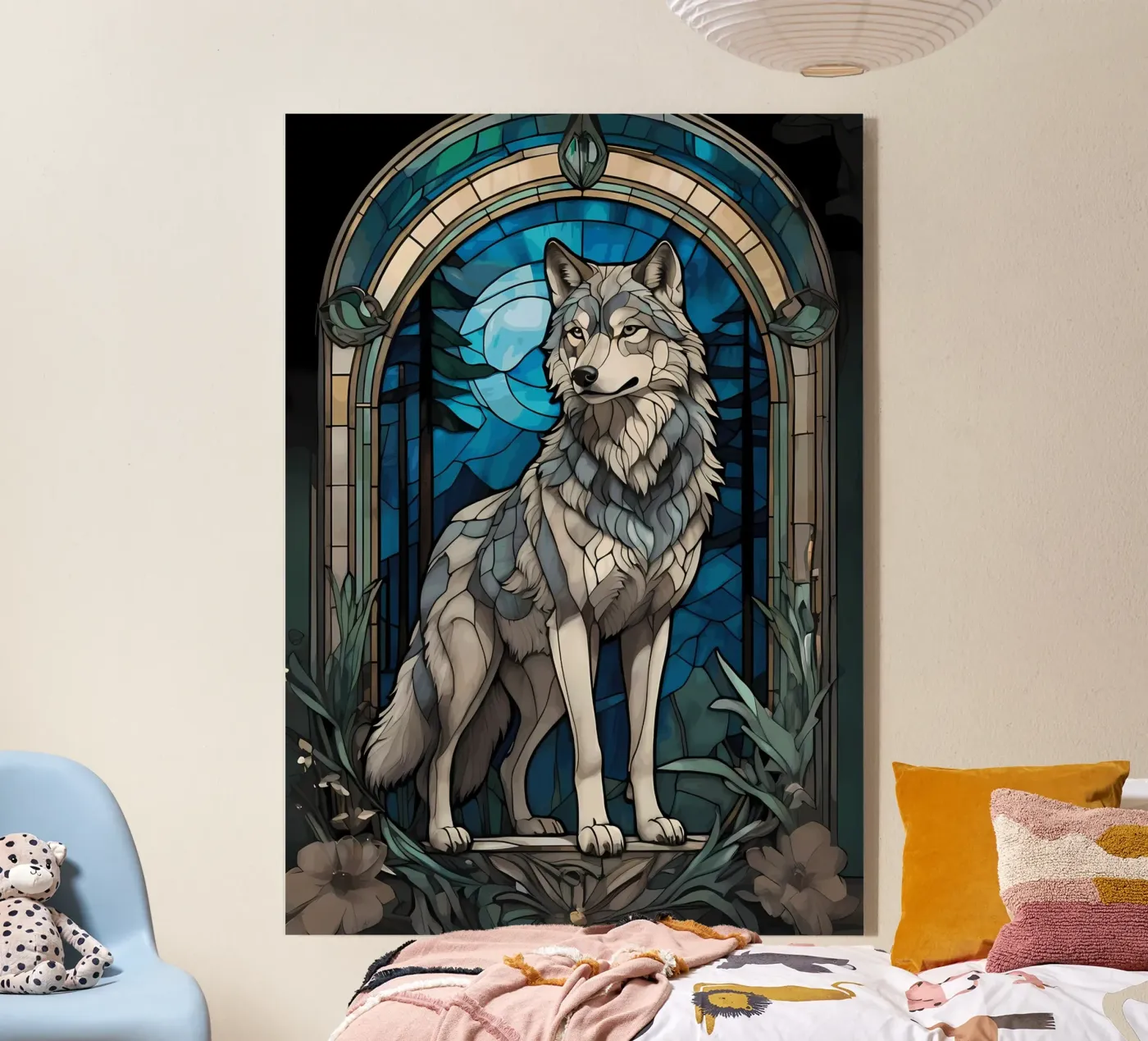 Wolf Dier acryl van Pierre Walton