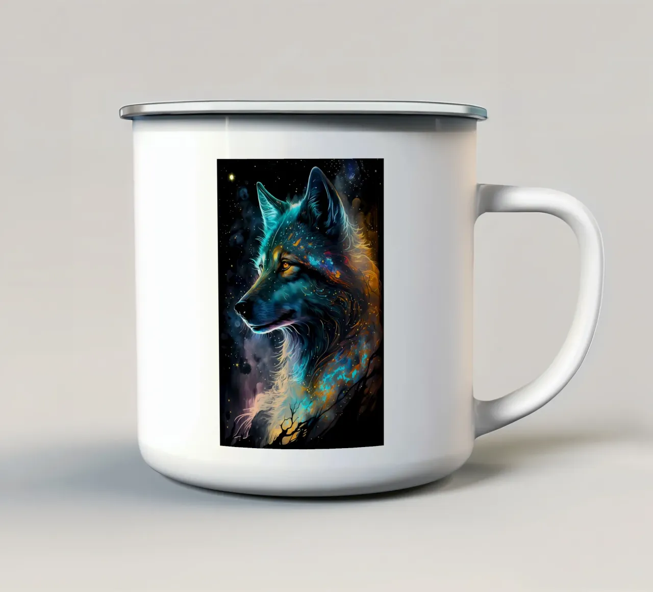 Animale lupo tazza in smalto da Pierre Walton