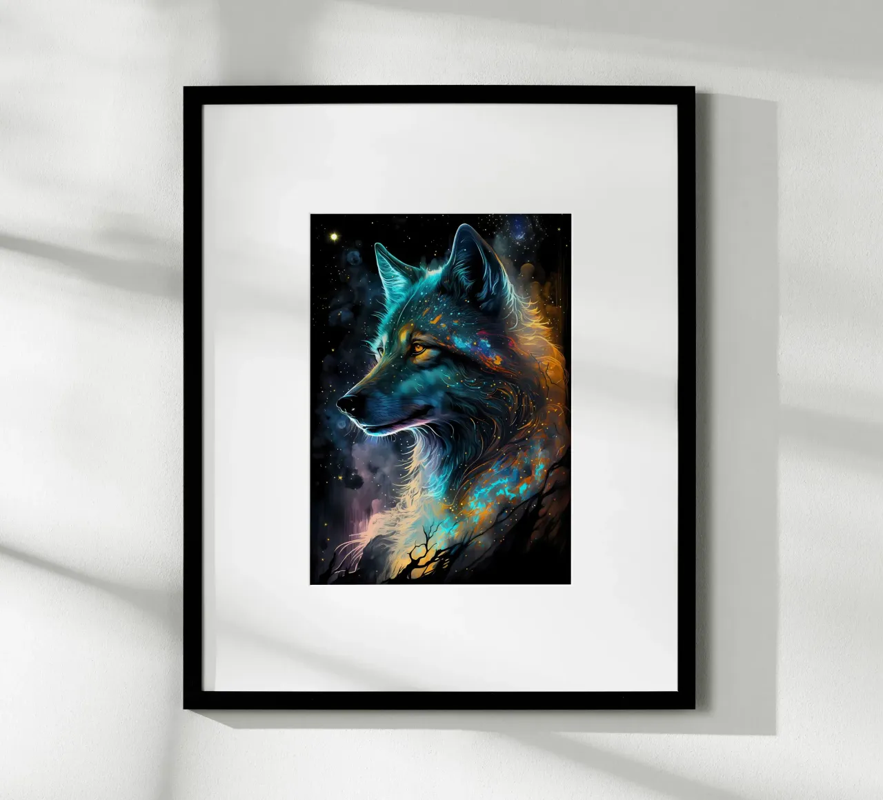 Animale lupo poster con telaio in legno da Pierre Walton
