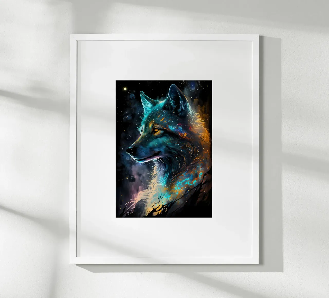 Animale lupo poster con telaio in legno da Pierre Walton