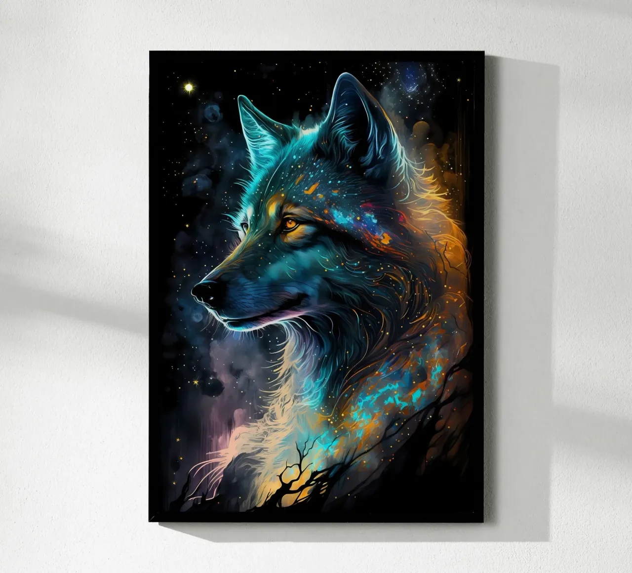 Animale lupo poster con telaio in legno da Pierre Walton