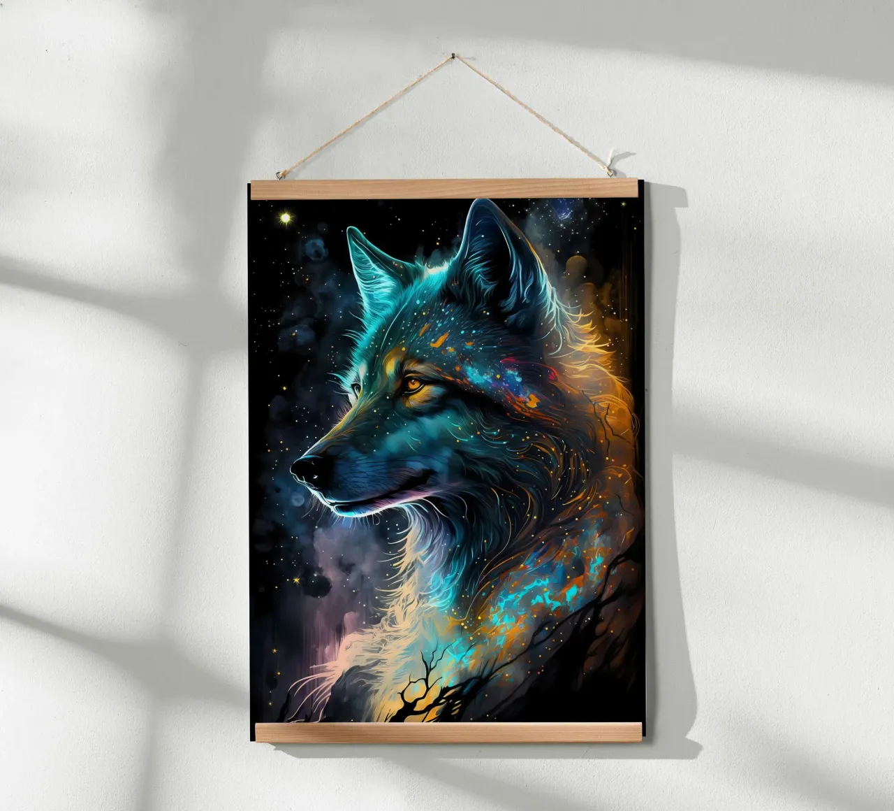 Animale lupo poster con telaio in legno da Pierre Walton