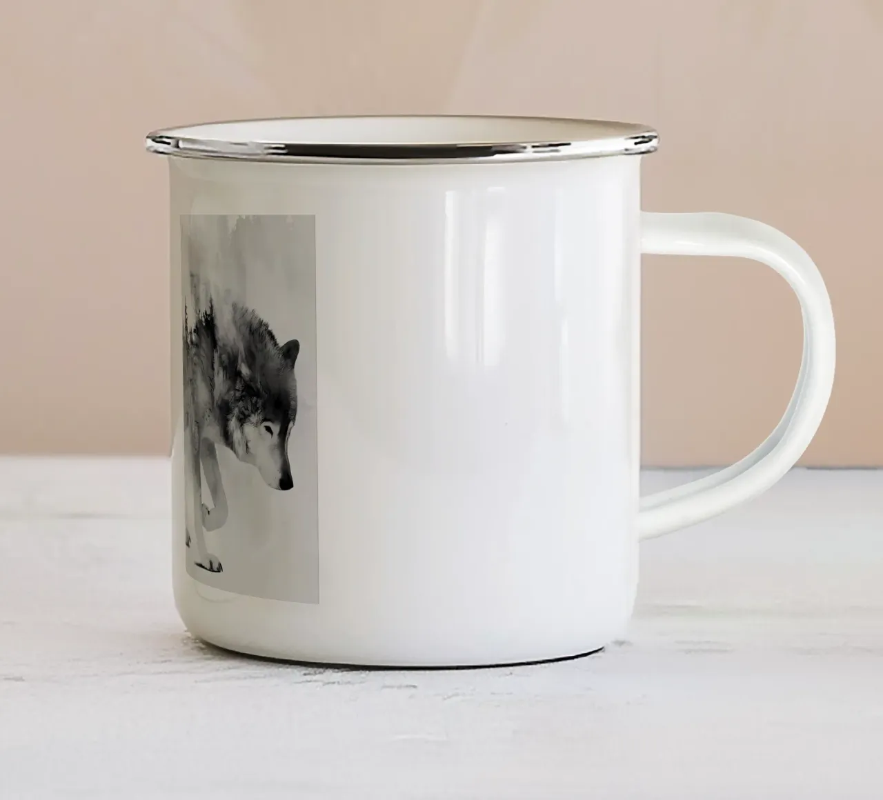 Animale lupo tazza in smalto da Pierre Walton