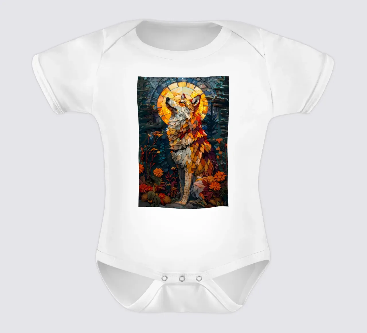 Animale lupo body neonato maniche corte da Pierre Walton