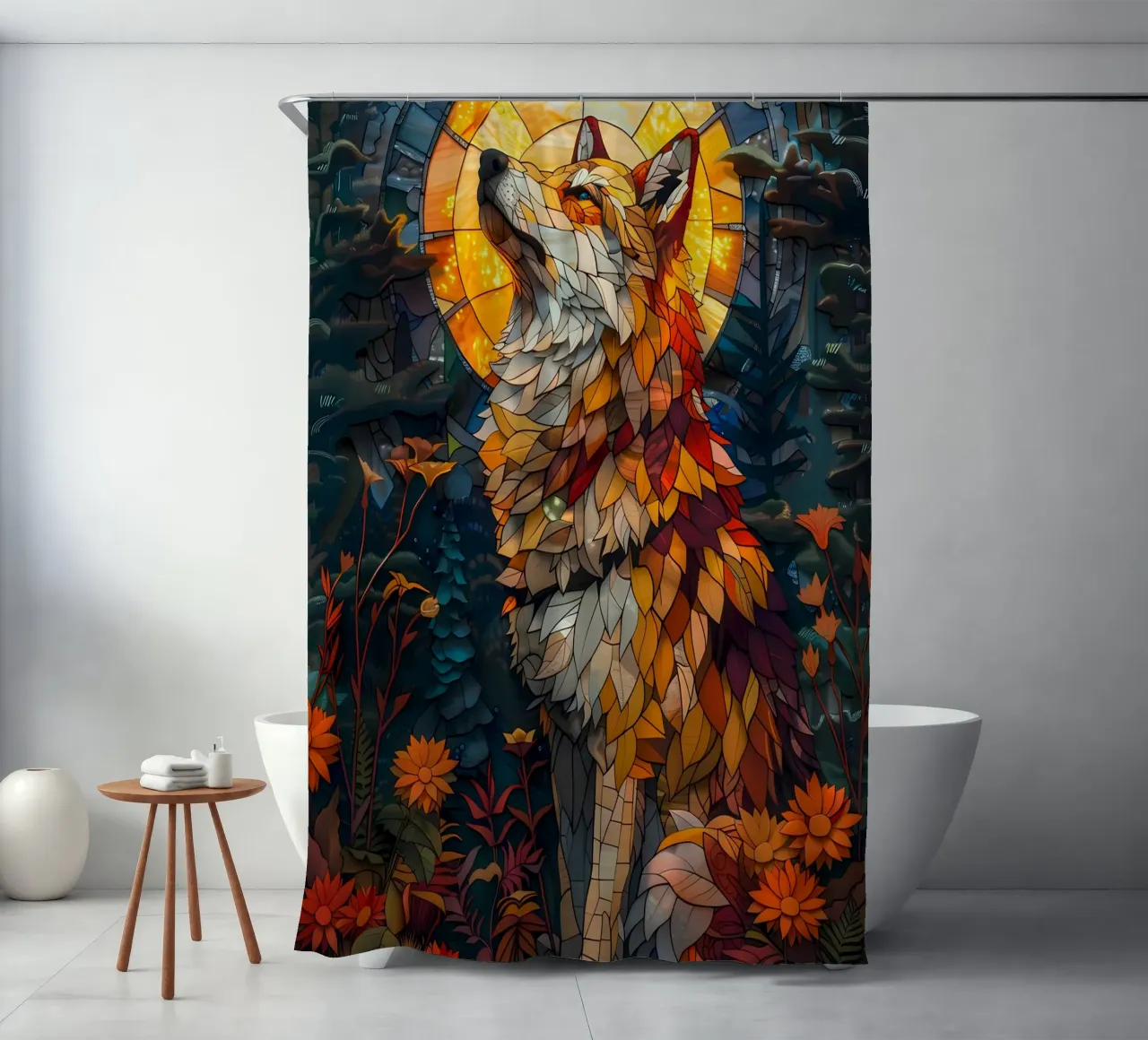 Wolf Tier Duschvorhang von Pierre Walton