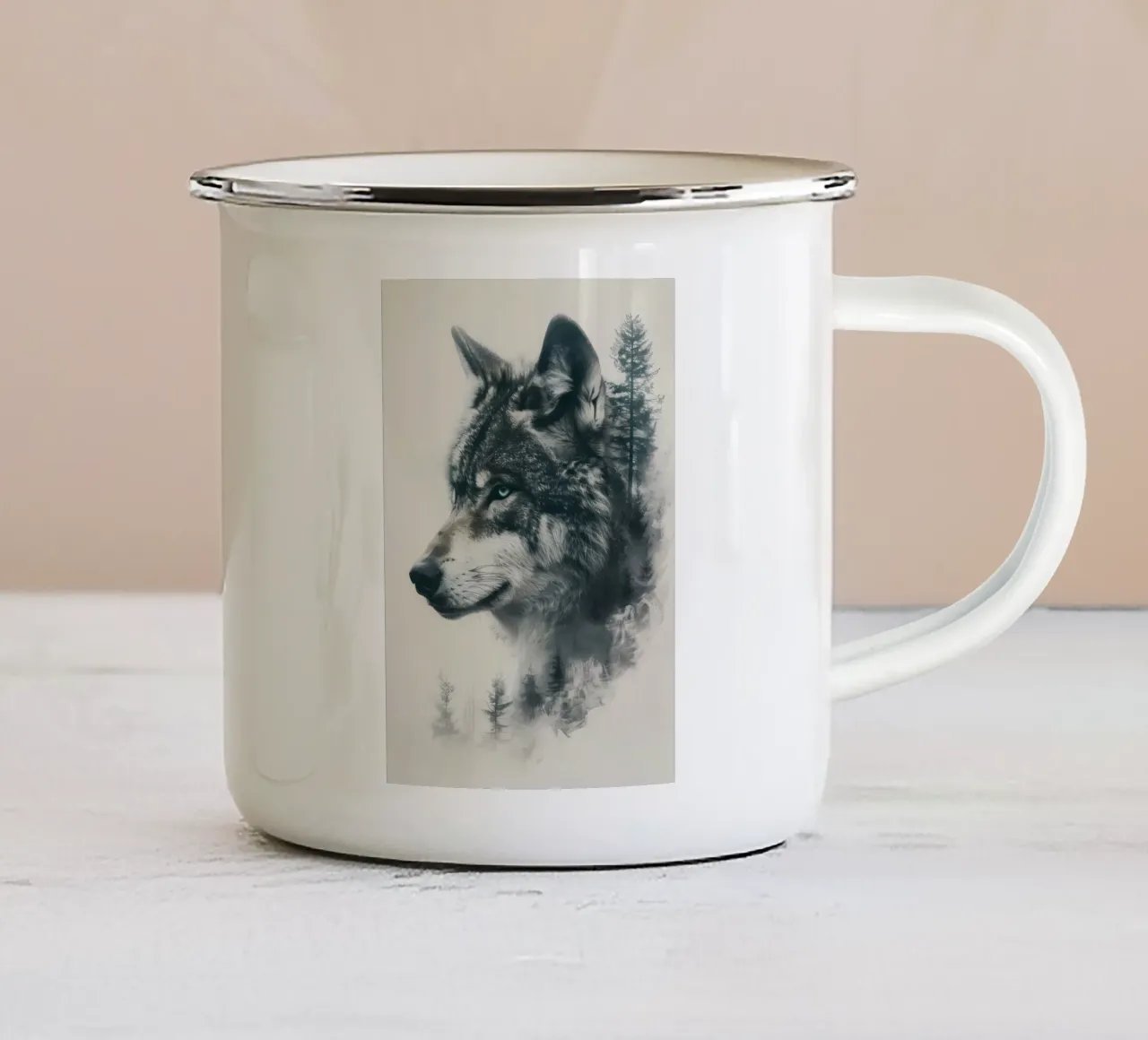 Animale lupo tazza in smalto da Pierre Walton