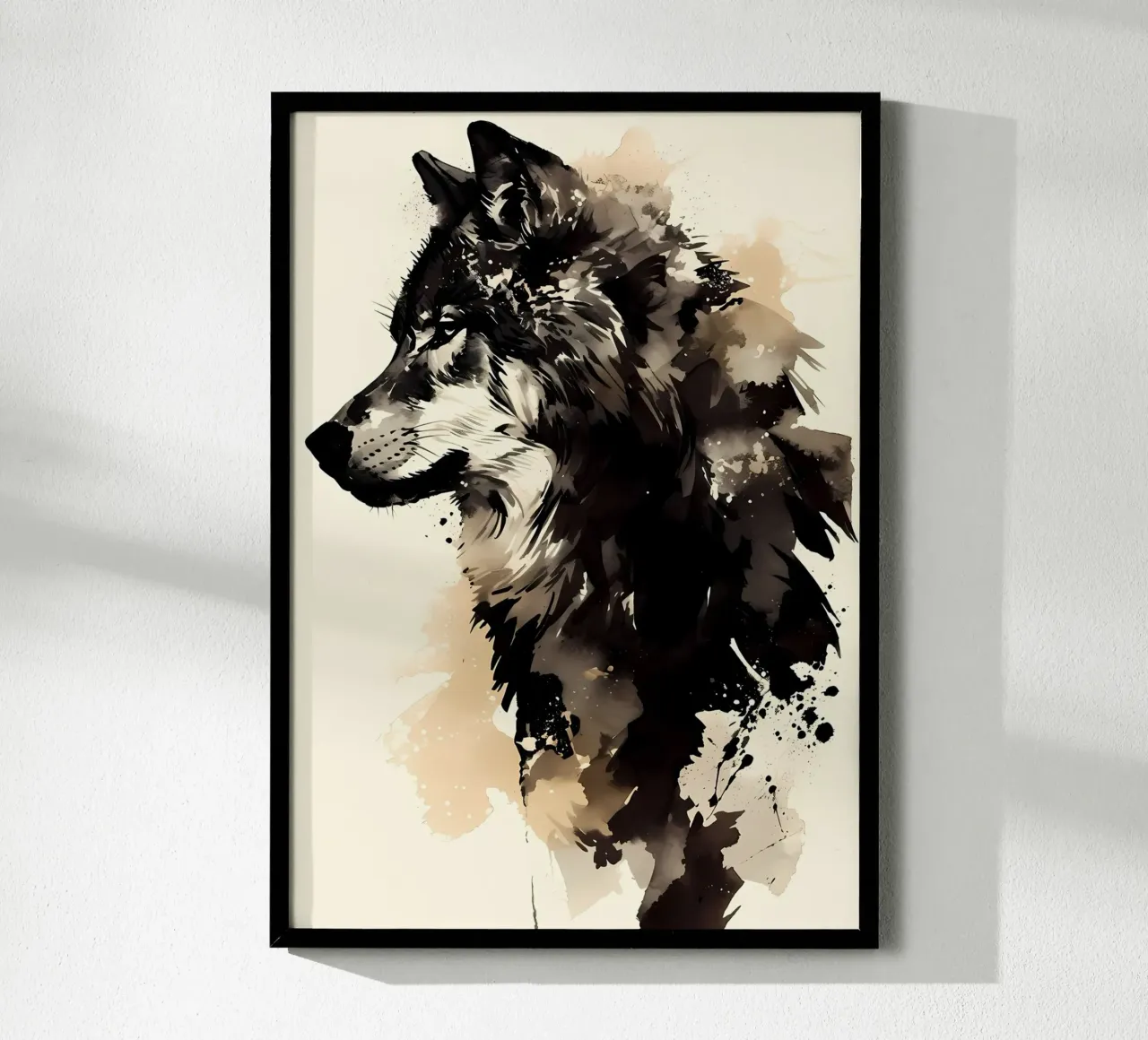 Animale lupo poster con telaio in legno da Pierre Walton