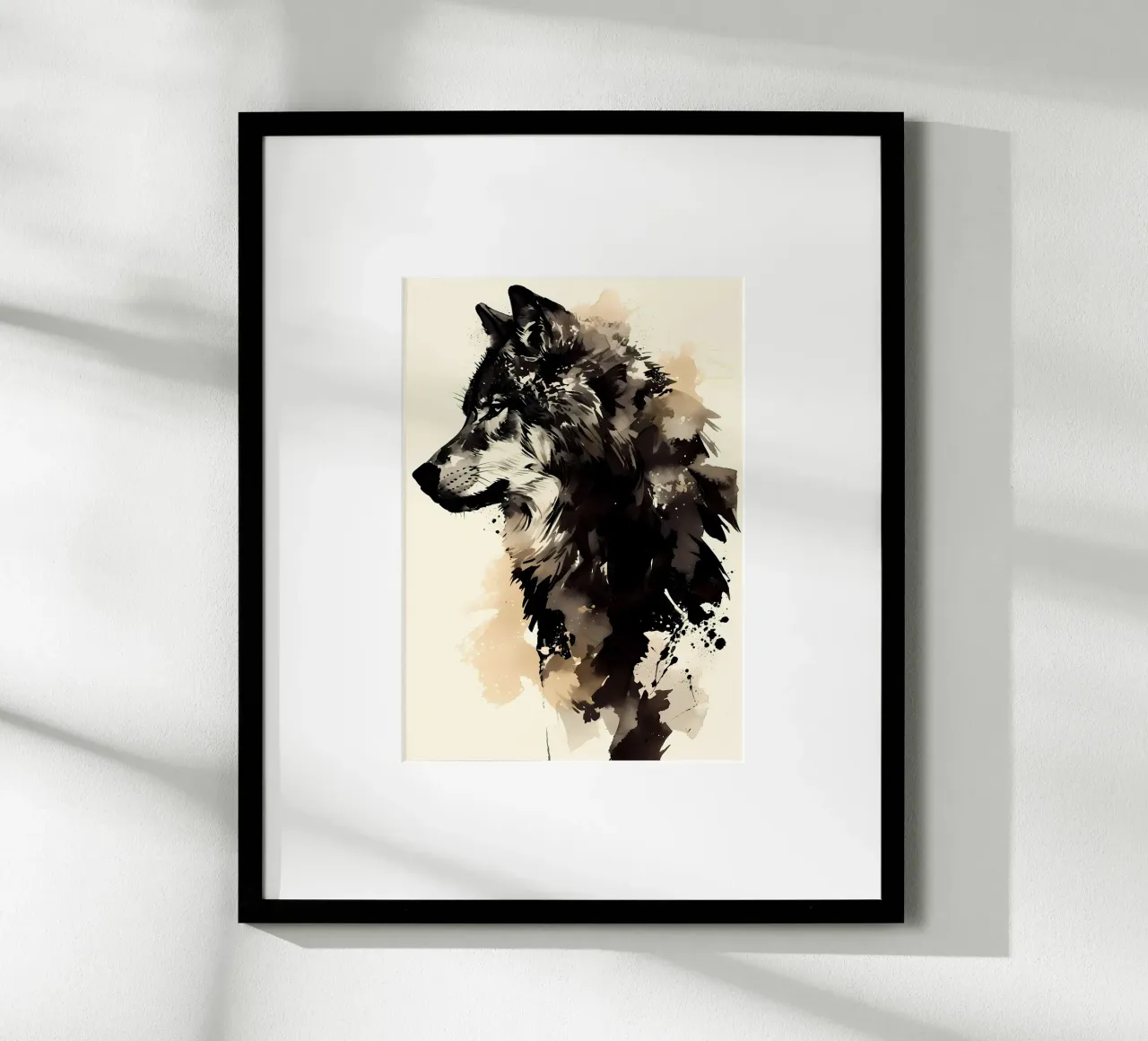 Animale lupo poster con telaio in legno da Pierre Walton