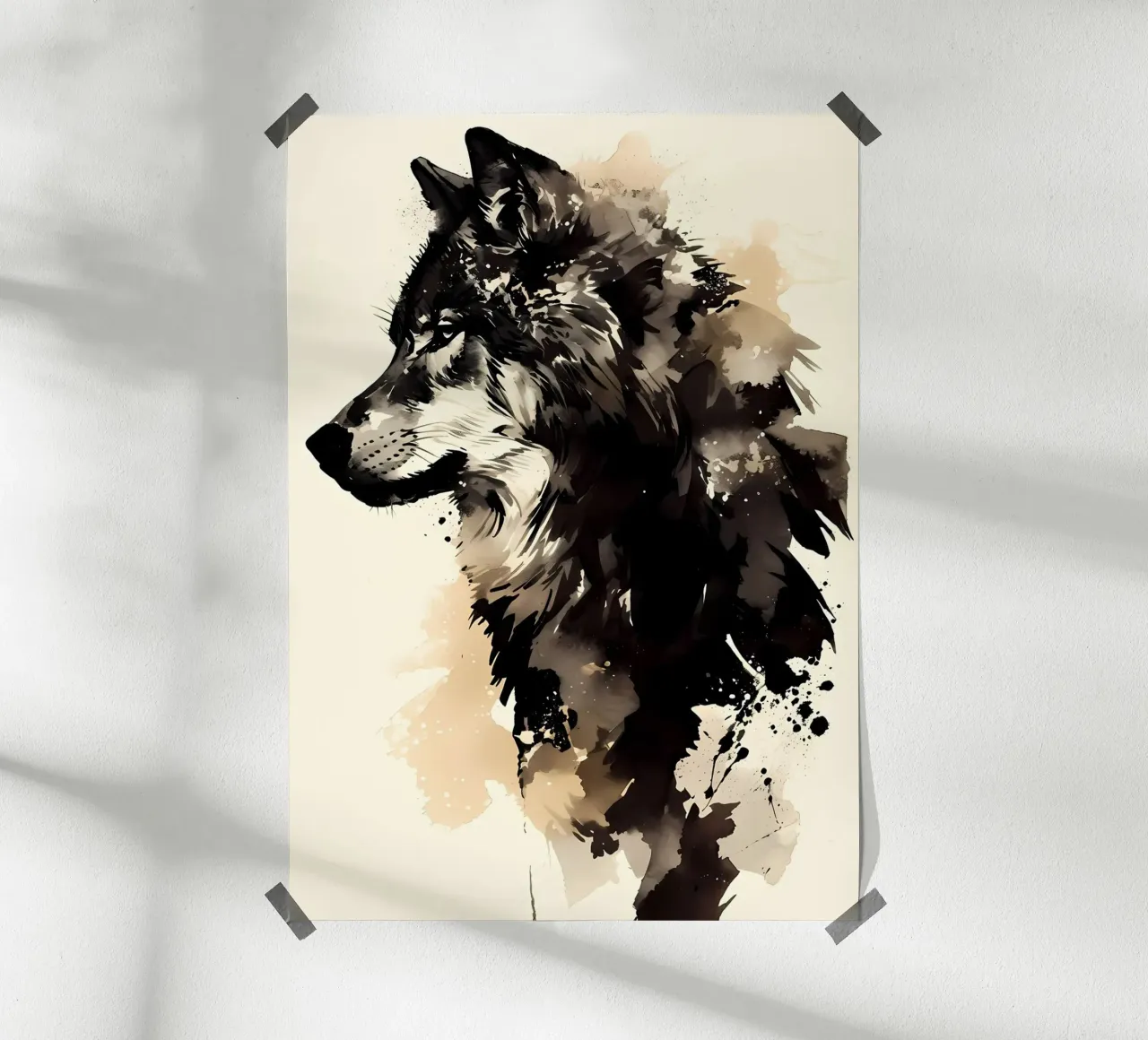 Animale lupo poster con telaio in legno da Pierre Walton
