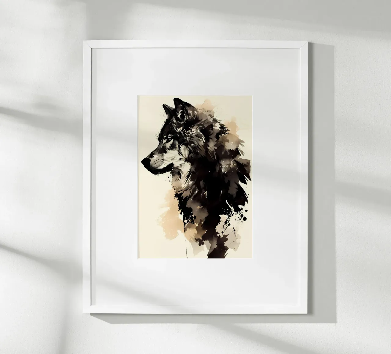 Animale lupo poster con telaio in legno da Pierre Walton