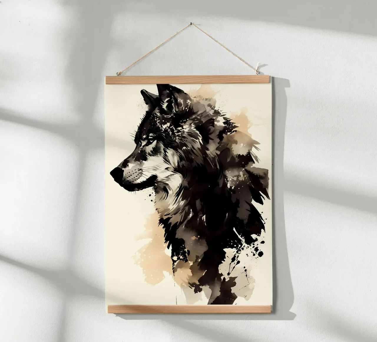 Animale lupo poster con telaio in legno da Pierre Walton
