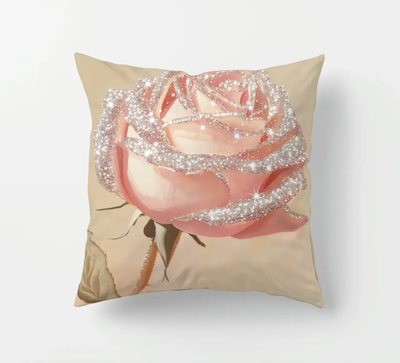 Rosa con accenti glitterati cuscino da Melloi Art Print
