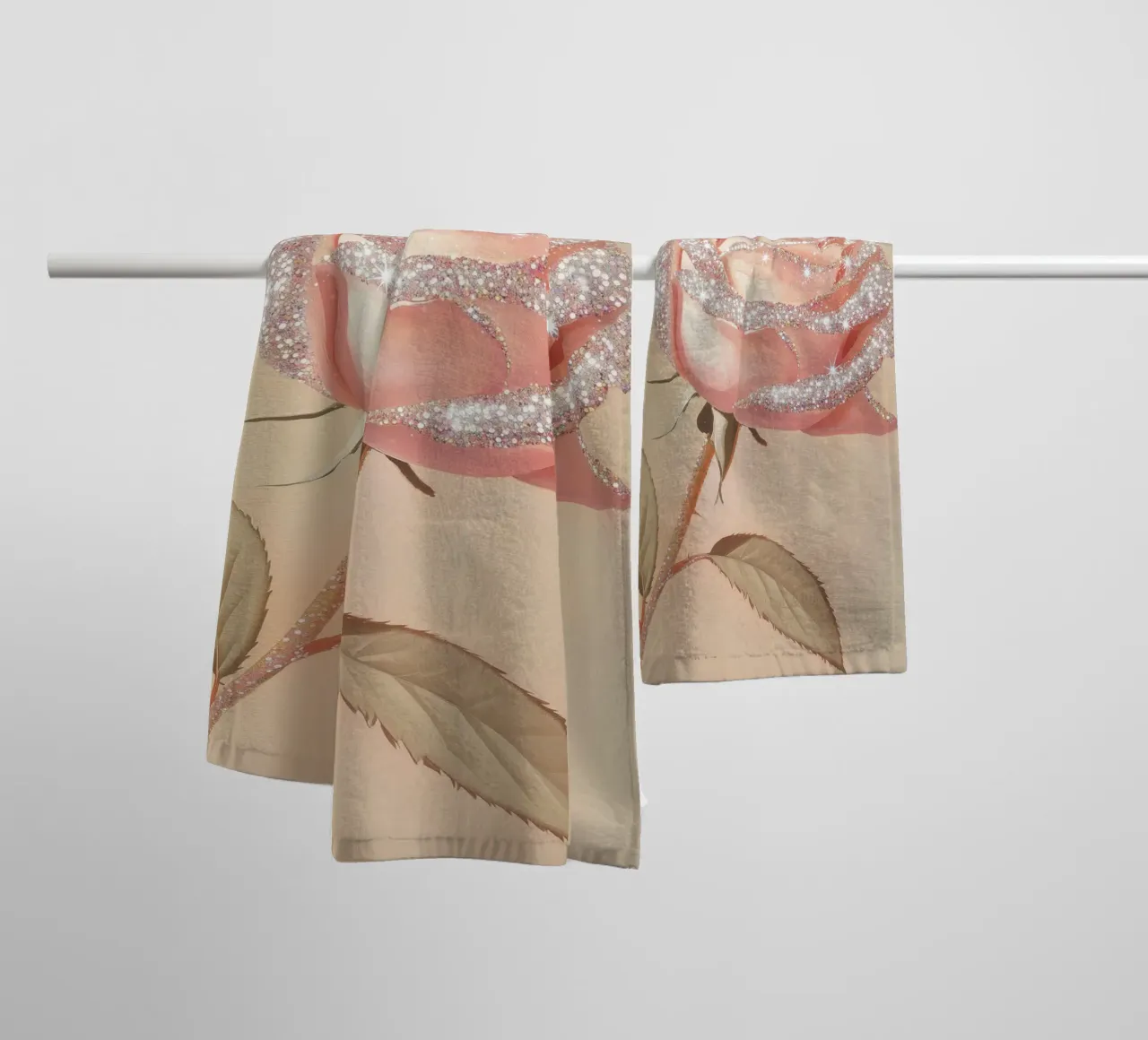 Rosa con accenti glitterati asciugamano da bagno da Melloi Art Print