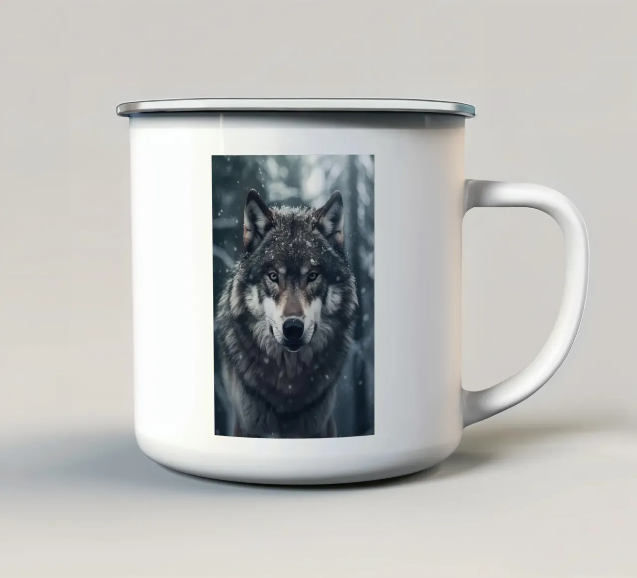 Animale lupo tazza in smalto da Pierre Walton
