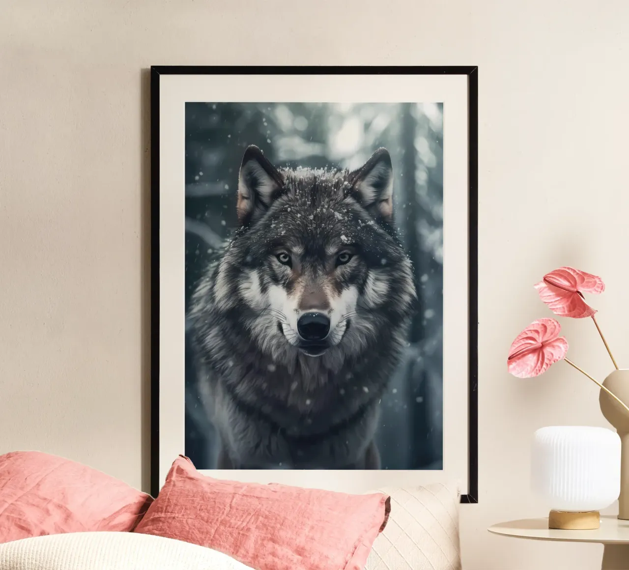 Animale lupo poster con telaio in alluminio da Pierre Walton