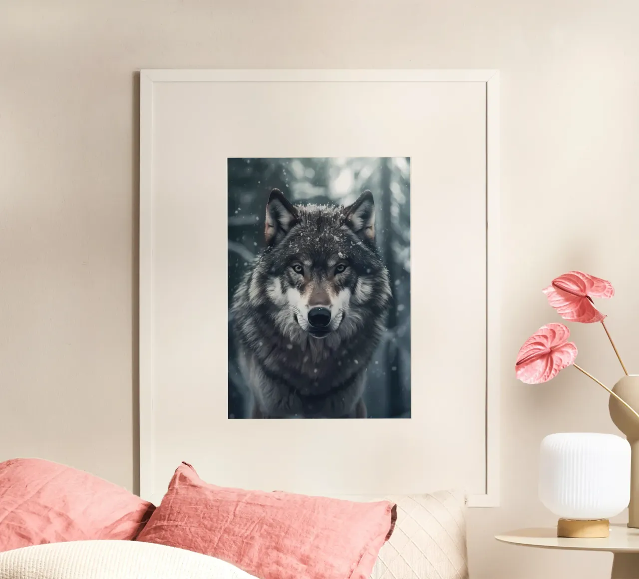 Animale lupo poster con telaio in alluminio da Pierre Walton