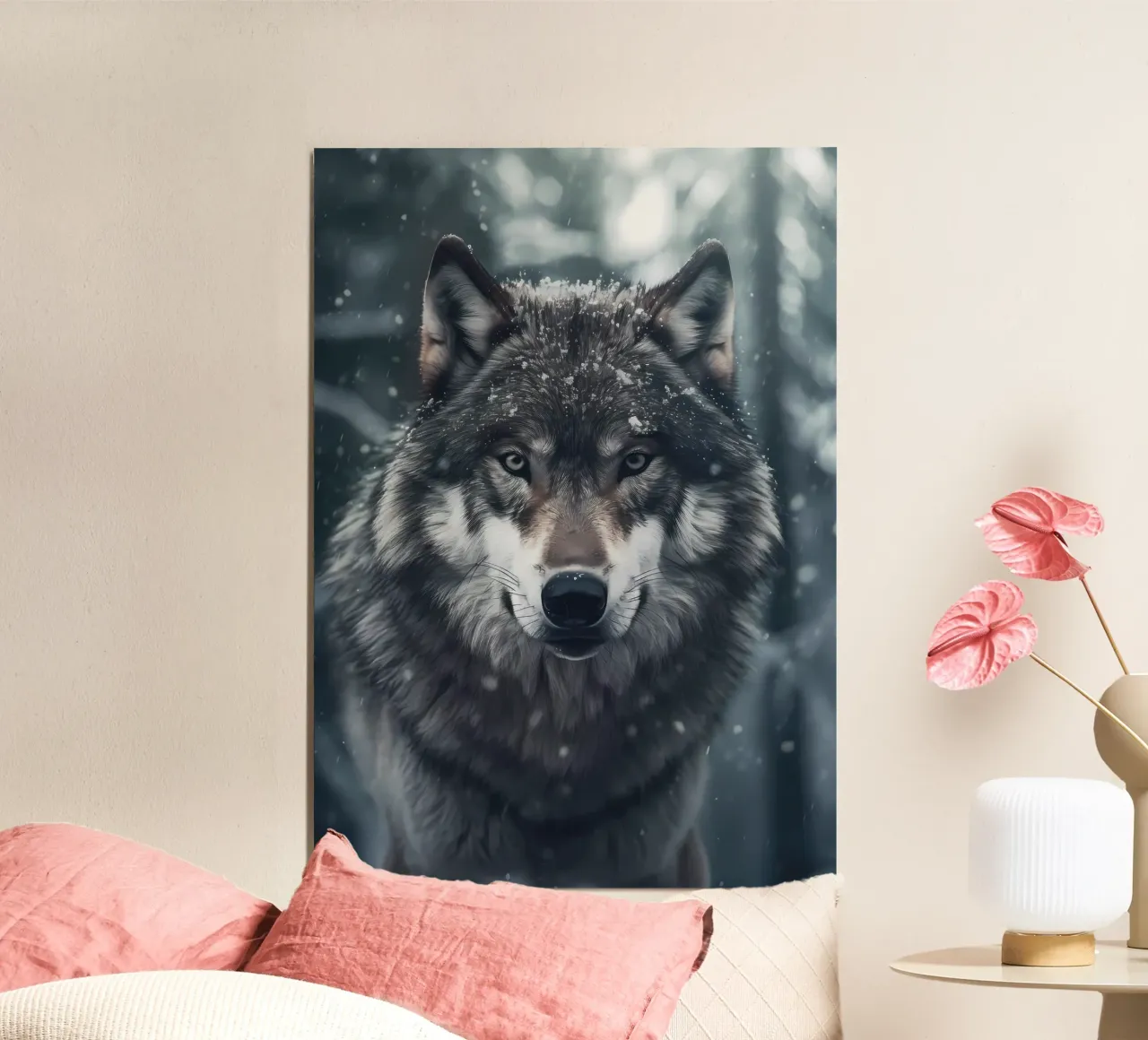 Animale lupo poster con telaio in alluminio da Pierre Walton