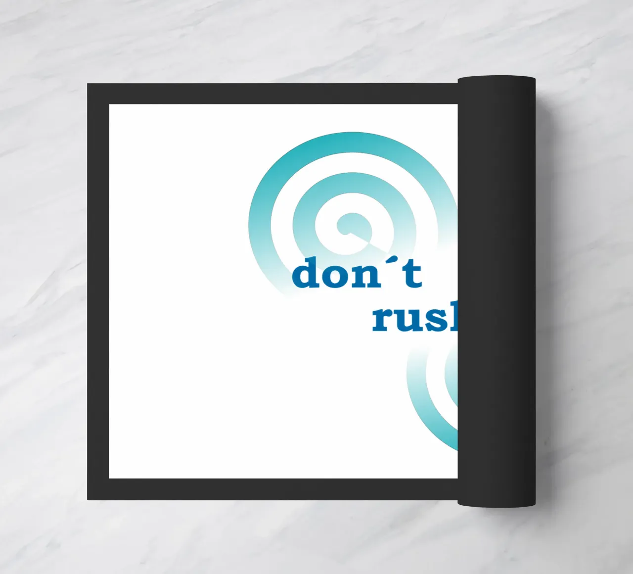 Forme geometriche con la scritta "Non mettermi fretta". zerbino da Something for you