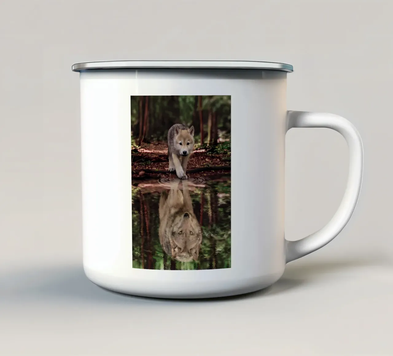 Animale lupo tazza in smalto da Pierre Walton