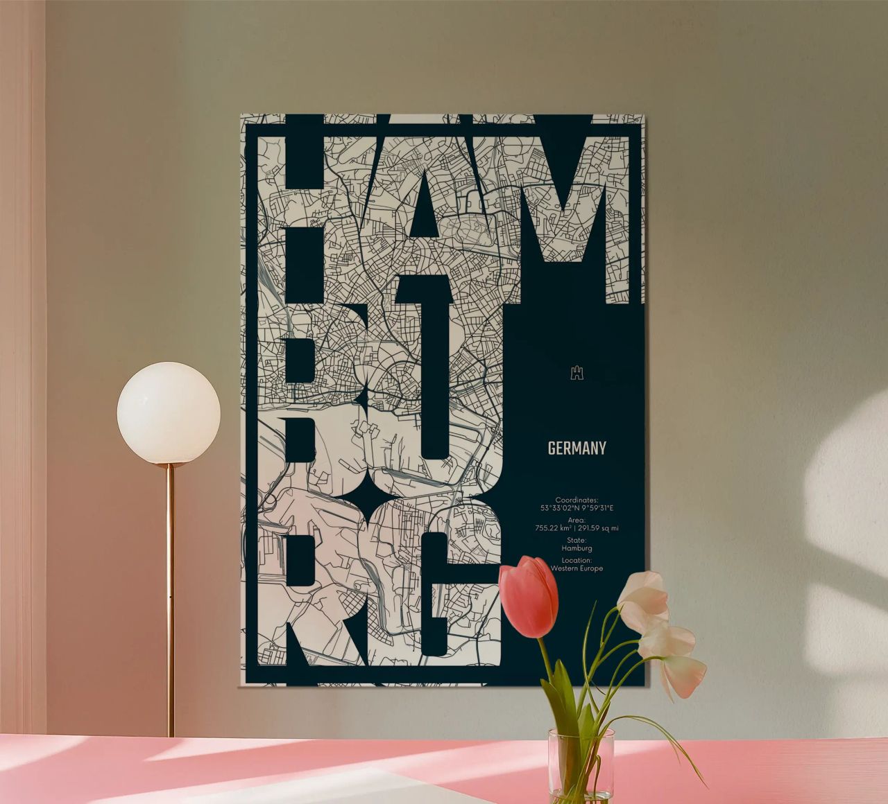 Hamburg Stadtplan Kunst Poster von Christopher Adams