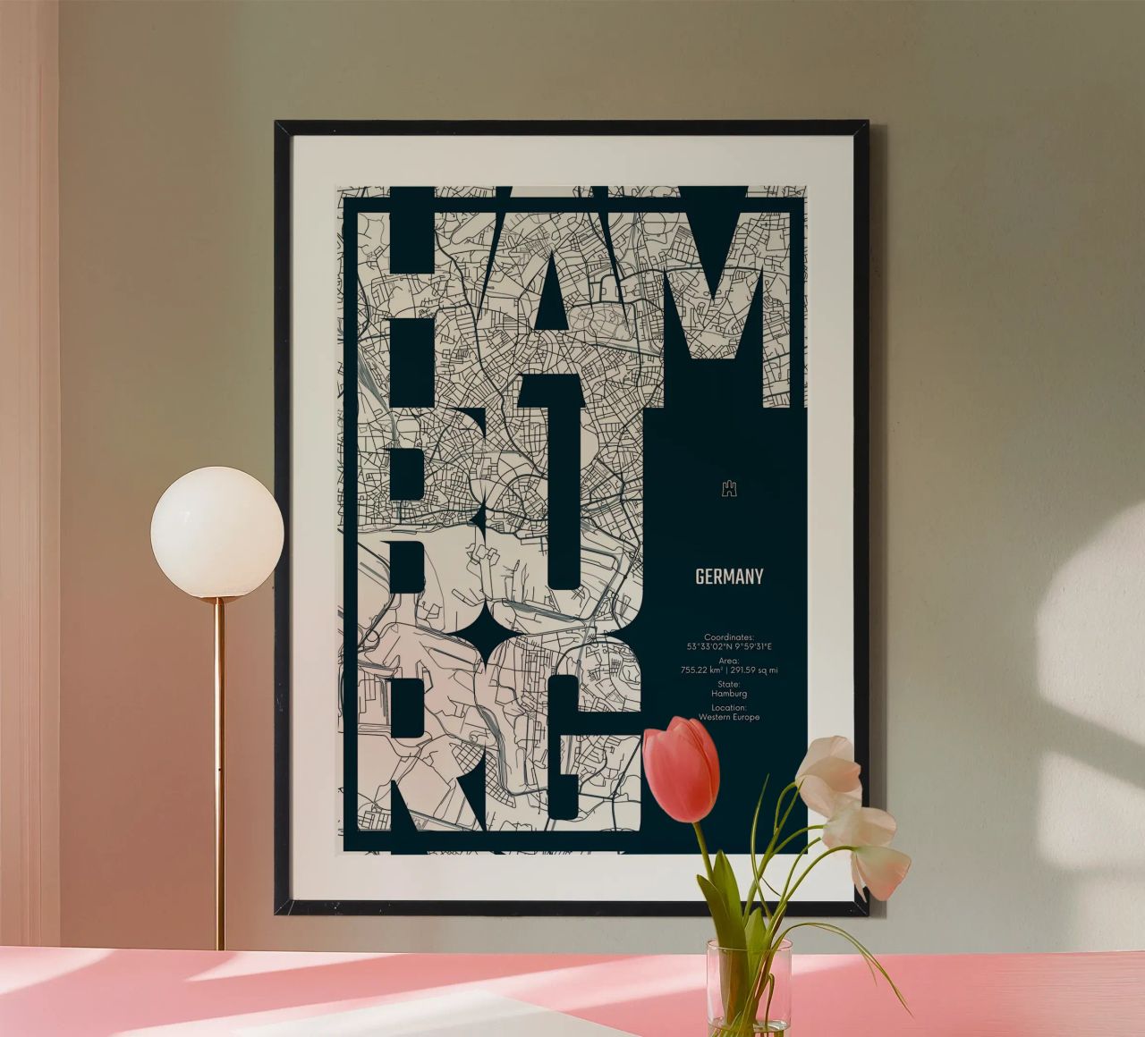 Hamburg Stadtplan Kunst Poster von Christopher Adams