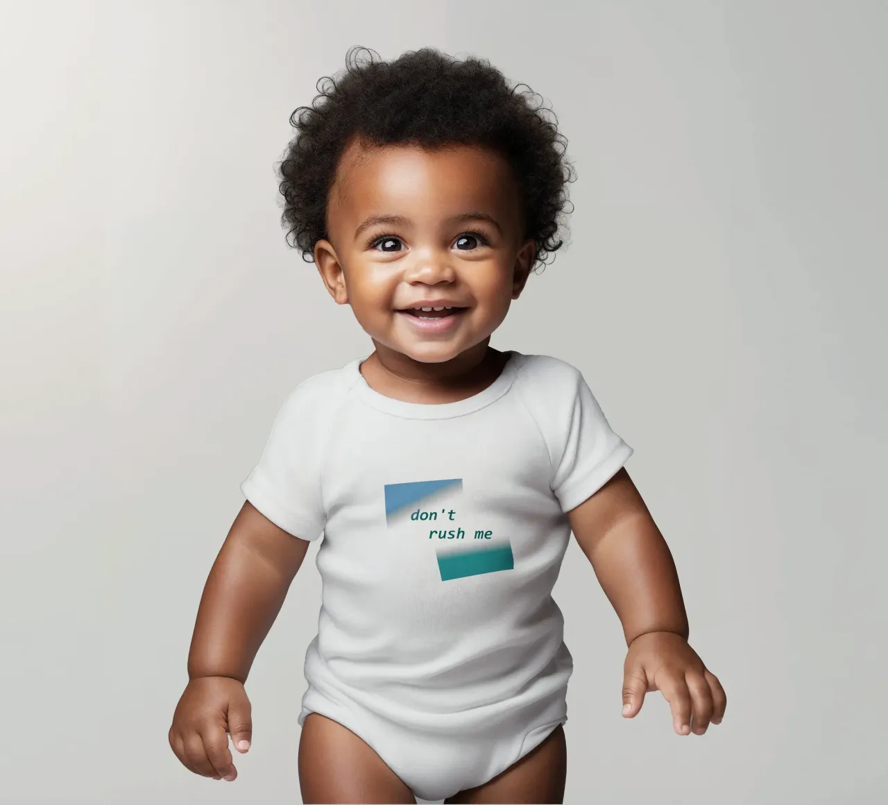 Forme geometriche con la scritta "Non mettermi fretta". body neonato maniche corte da Something for you