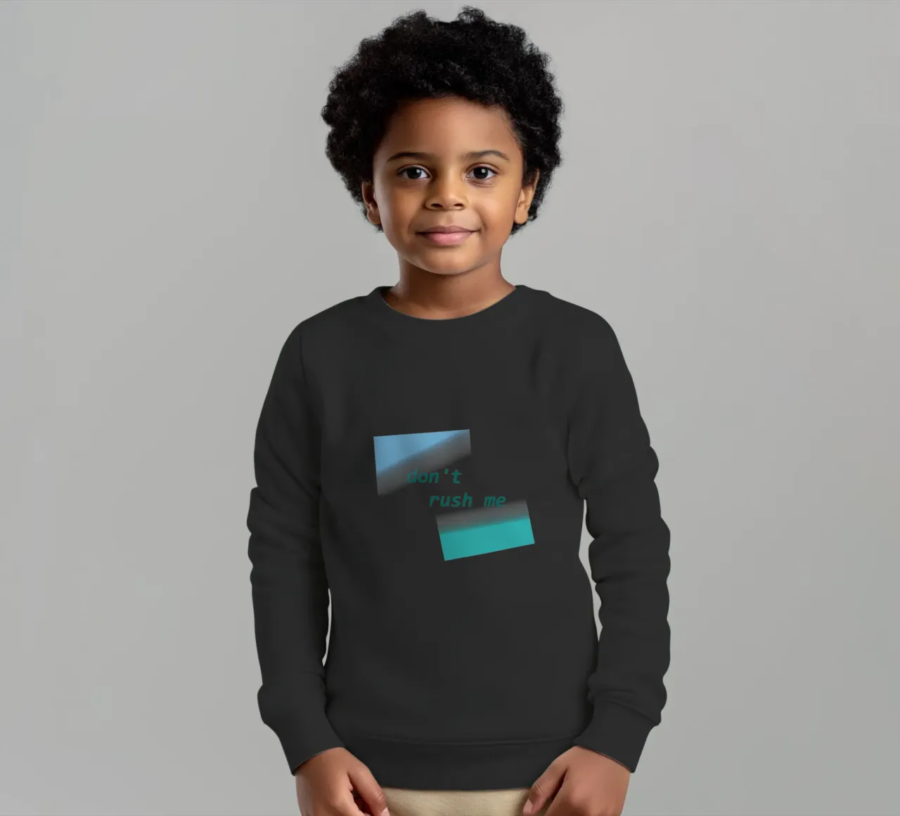 Forme geometriche con la scritta "Non mettermi fretta". felpa bambino da Something for you