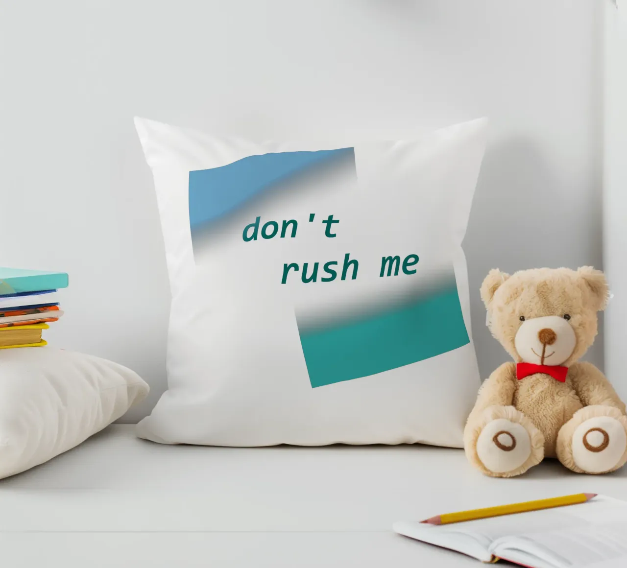 Geometric shapes with a saying don't rush me decorative cushion by Something for you
