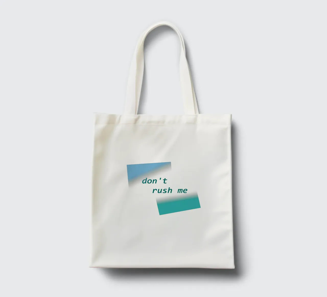 Forme geometriche con la scritta "Non mettermi fretta". borsa in juta da Something for you