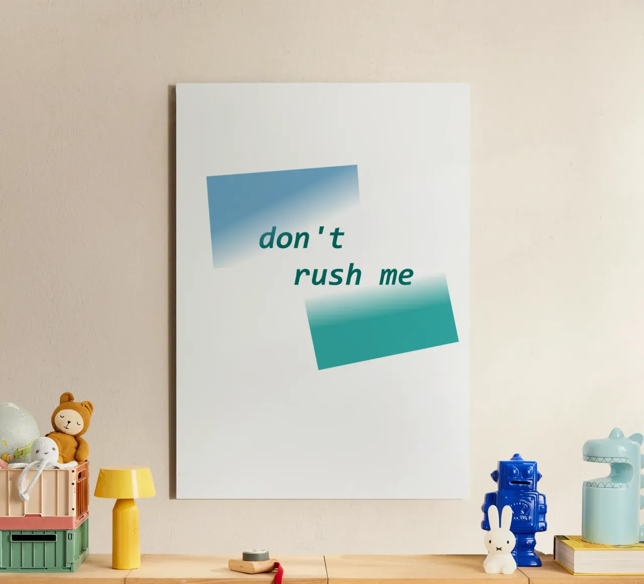 Forme geometriche con la scritta "Non mettermi fretta". alluminio dibond da Something for you