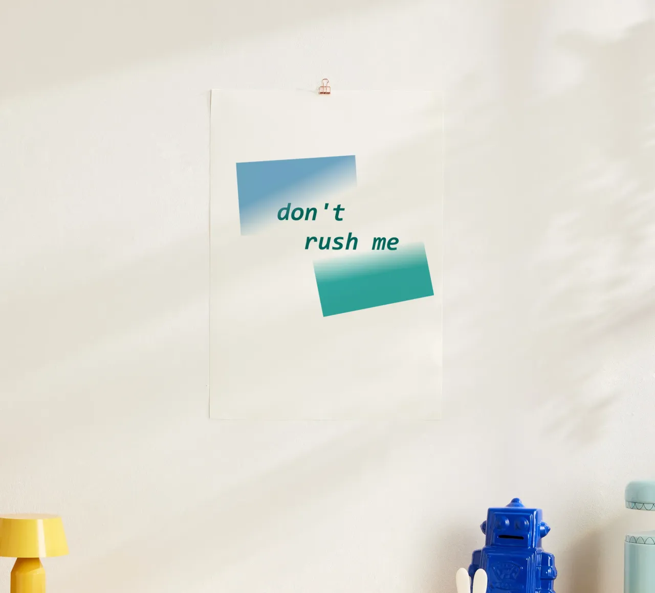 Forme geometriche con la scritta "Non mettermi fretta". carta hahnemühle da Something for you