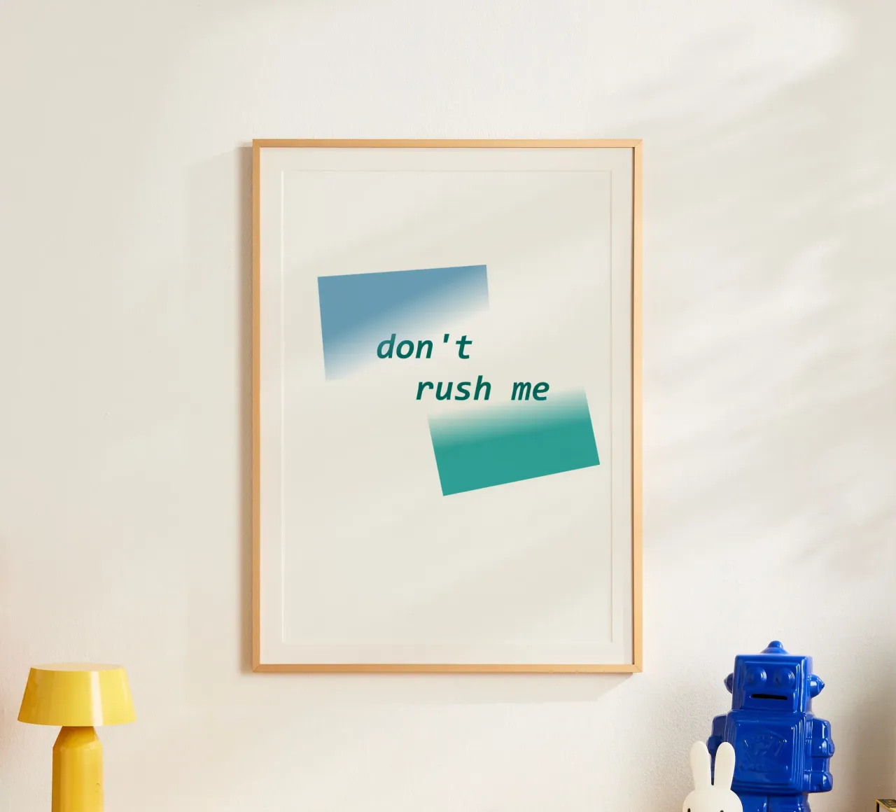 Forme geometriche con la scritta "Non mettermi fretta". carta hahnemühle da Something for you