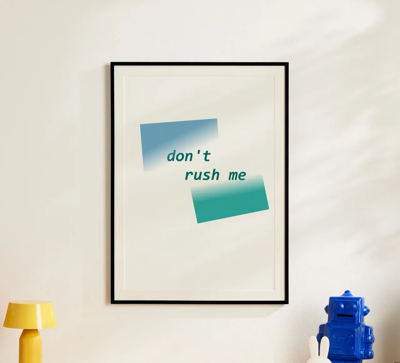 Forme geometriche con la scritta "Non mettermi fretta". carta hahnemühle da Something for you