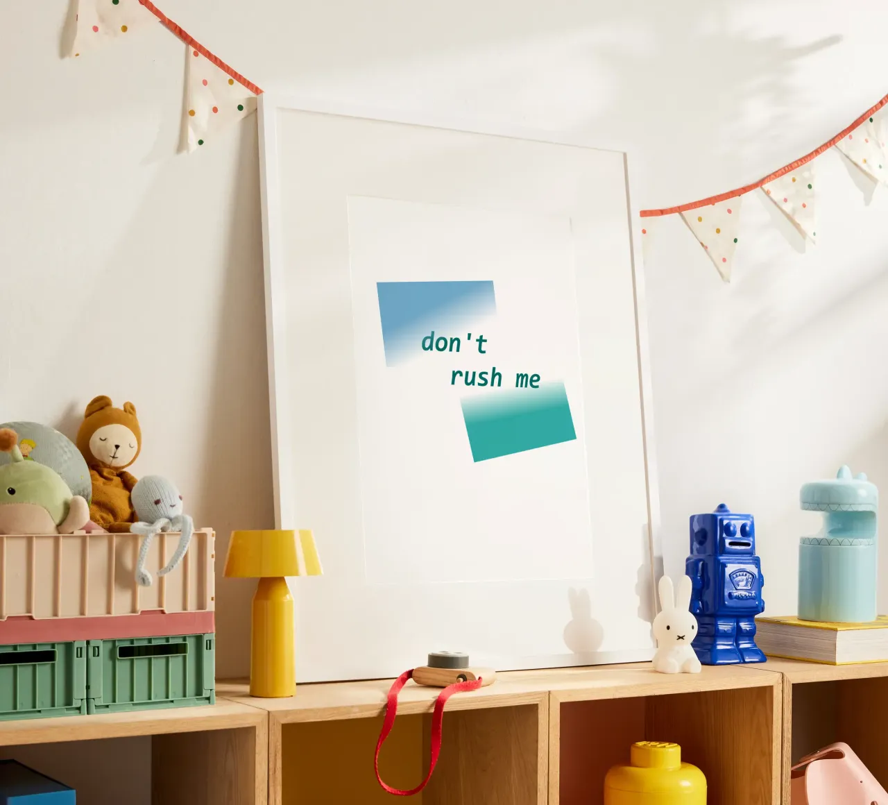 Forme geometriche con la scritta "Non mettermi fretta". carta hahnemühle da Something for you