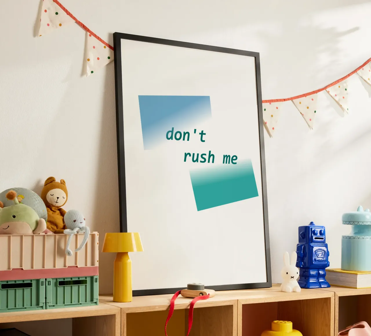 Forme geometriche con la scritta "Non mettermi fretta". carta hahnemühle da Something for you