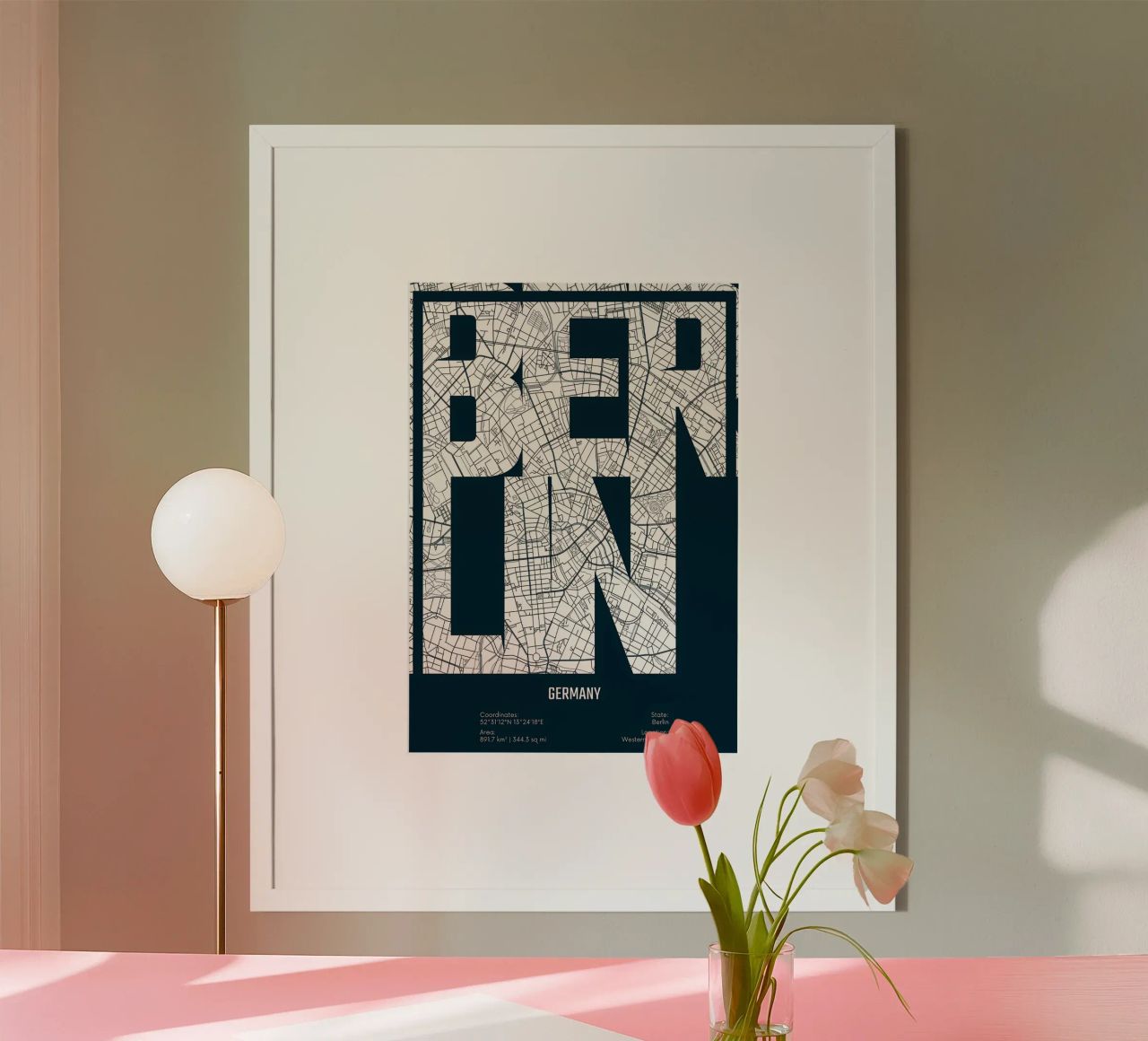 Berlin Stadtplan Typografie Poster von Christopher Adams