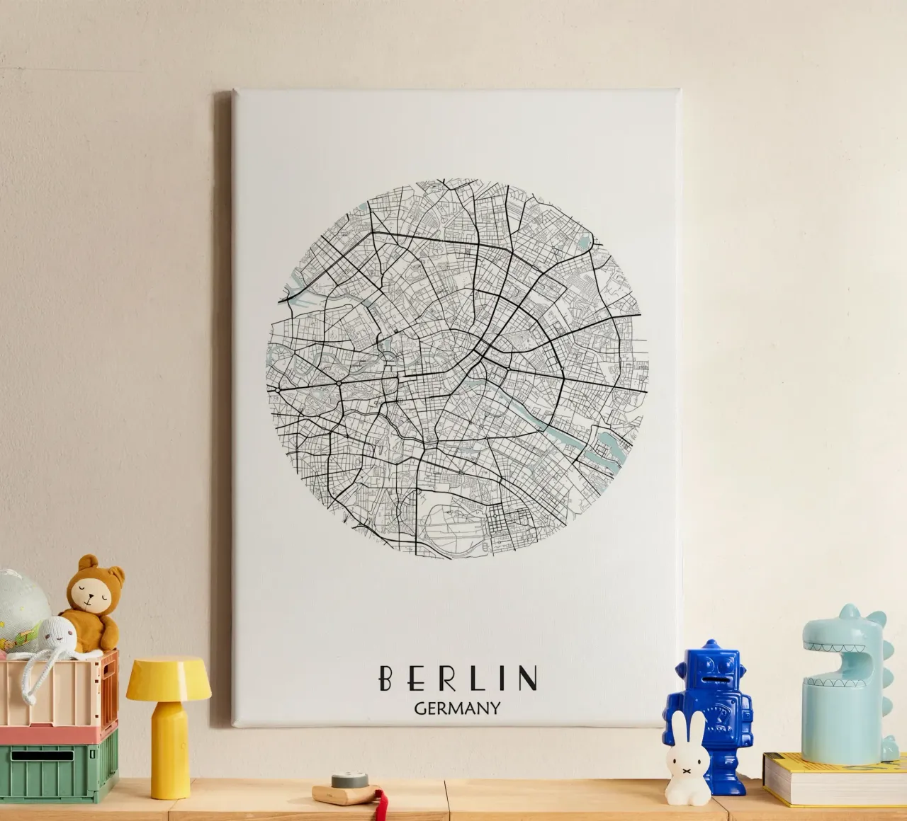 Plattegrond Berlijn canvas van Christopher Adams