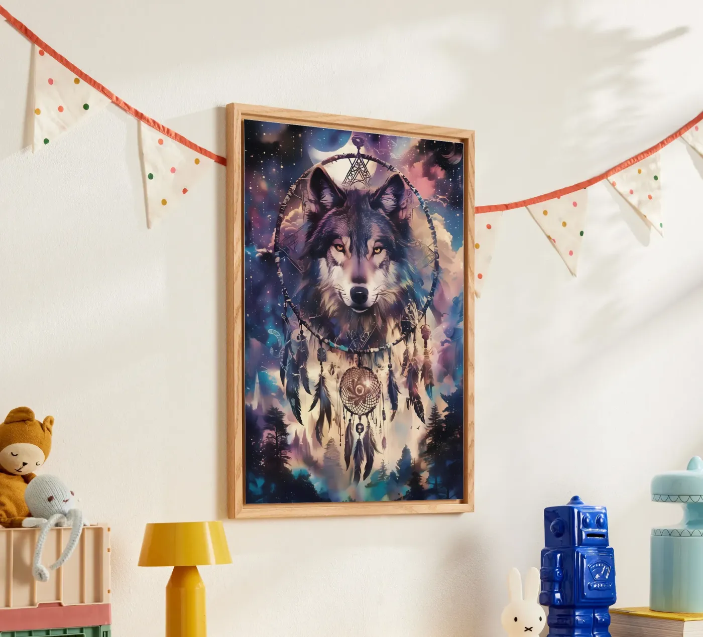 Wolf Dier acryl van Pierre Walton