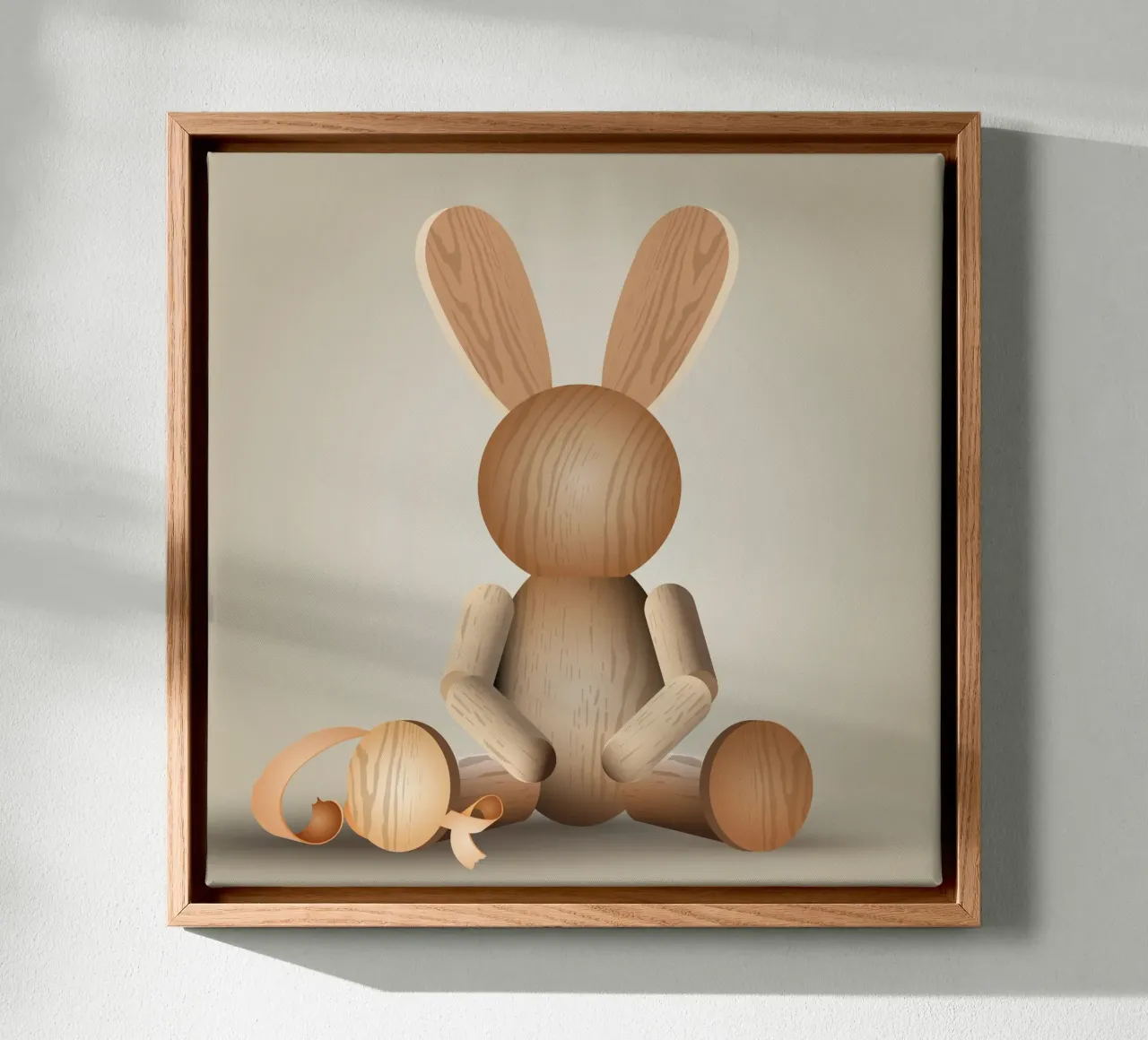 Aspetto illustrativo in legno - Statuetta di coniglio di charme tela con Cornice a cassetta da namosh