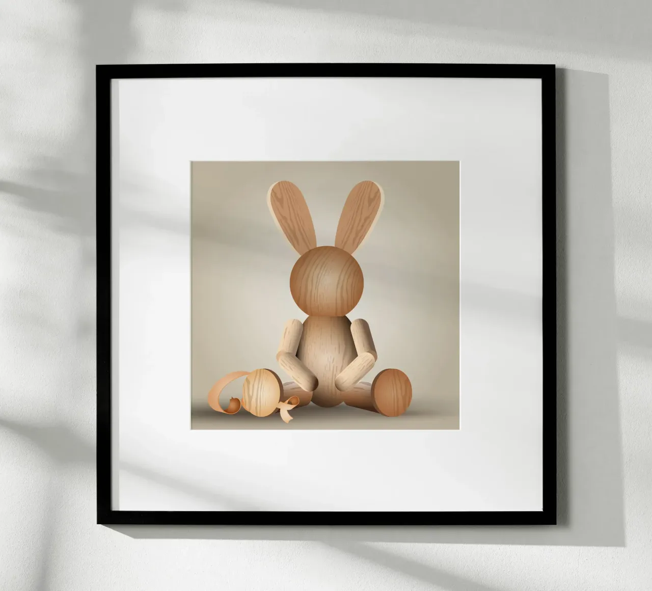 Aspetto illustrativo in legno - Statuetta di coniglio di charme poster da namosh