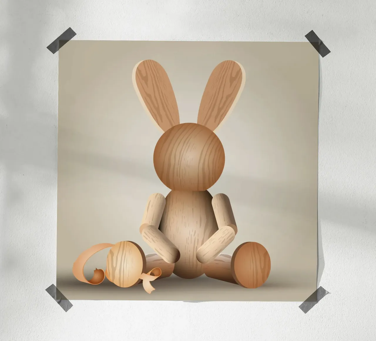 Aspetto illustrativo in legno - Statuetta di coniglio di charme poster da namosh