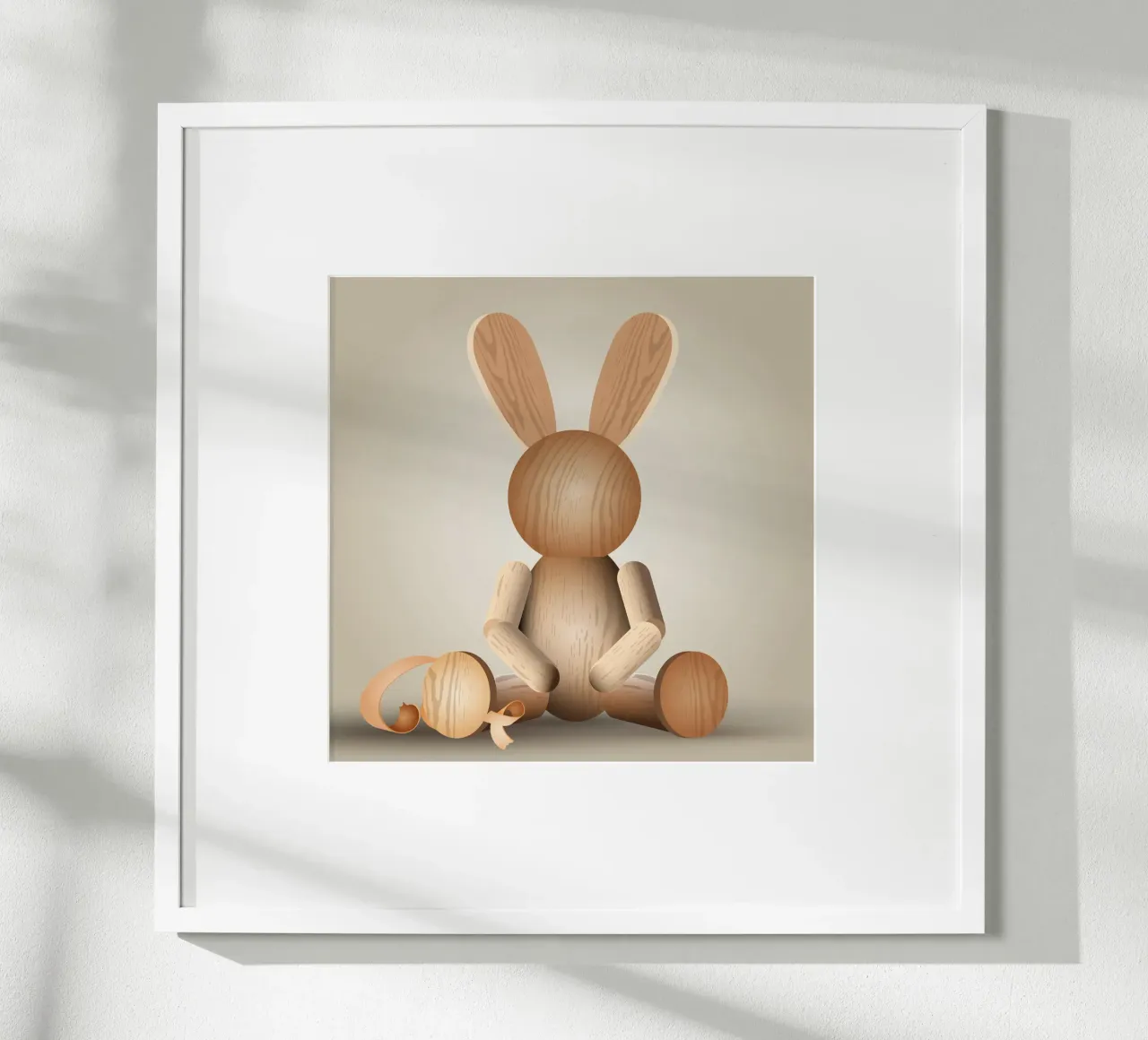 Aspetto illustrativo in legno - Statuetta di coniglio di charme poster da namosh