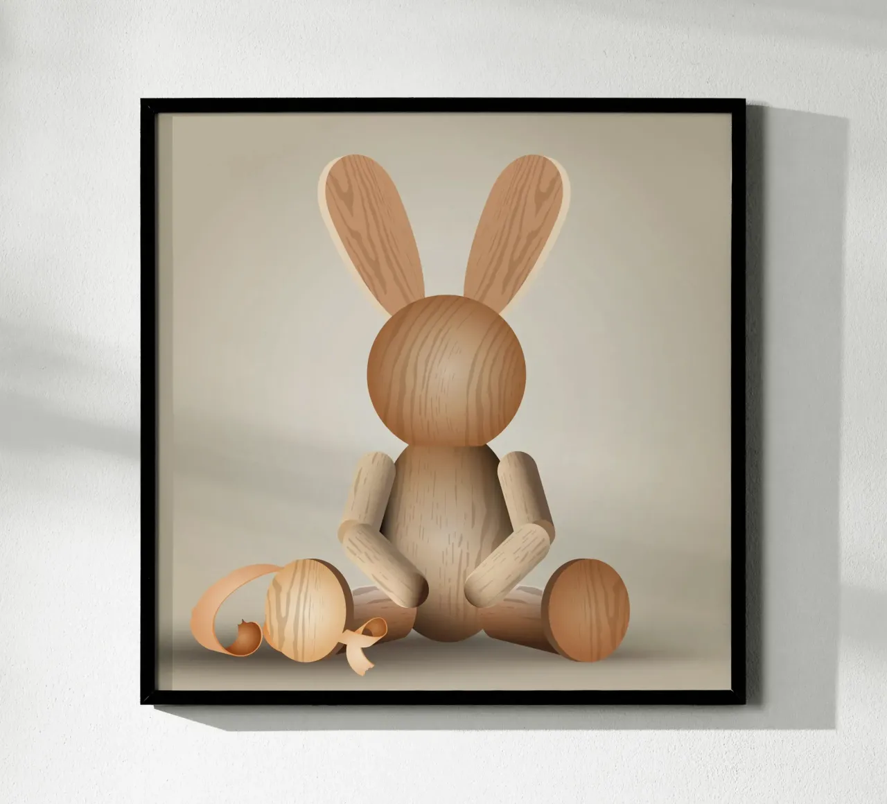Aspetto illustrativo in legno - Statuetta di coniglio di charme poster da namosh