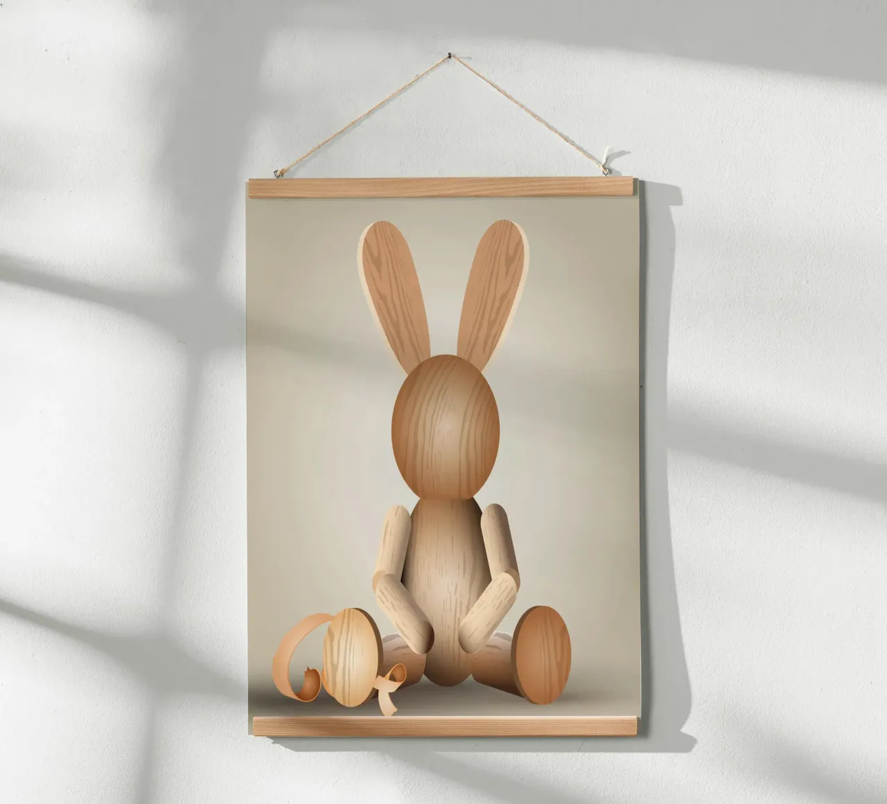 Aspetto illustrativo in legno - Statuetta di coniglio di charme poster da namosh